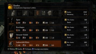Dark SoulsBei Händlern und Schmieden können wir unsere Seelen gegen Waffen und Ausrüstungsgegenstände eintauschen.