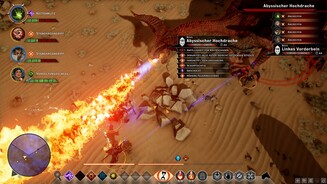 Dragon Age: InquisitionDie Drachenkämpfe gehören zu den Highlights von Dragon Age: Inquisition, bei den Riesenechsen dürfen wir einzelne Körperteile anvisieren. Eine der wenigen Gelegenheiten, bei denen wir auch die Taktikansicht einsetzen.