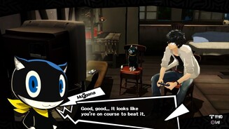 Persona 5Wir können unsere Freizeit mit unzähligen Hobbys füllen. Hier haben wir uns eine Spielkonsole fürs Zimmer gekauft und verbringen die Zeit mit Zocken.