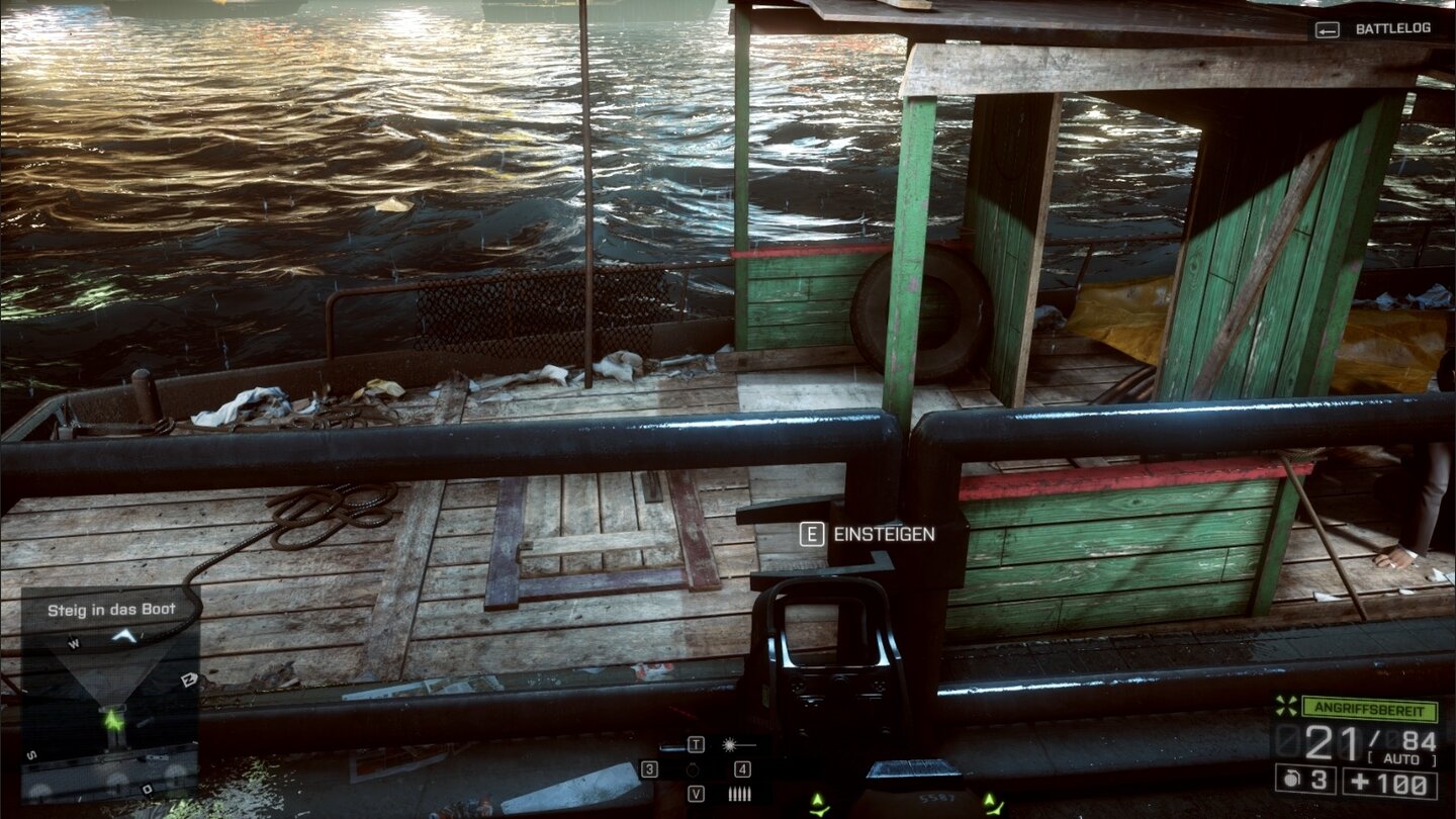 Battlefield 4Mögliche Aktionen werden mit Symbolen angezeigt, die Universaltaste ist »E«.