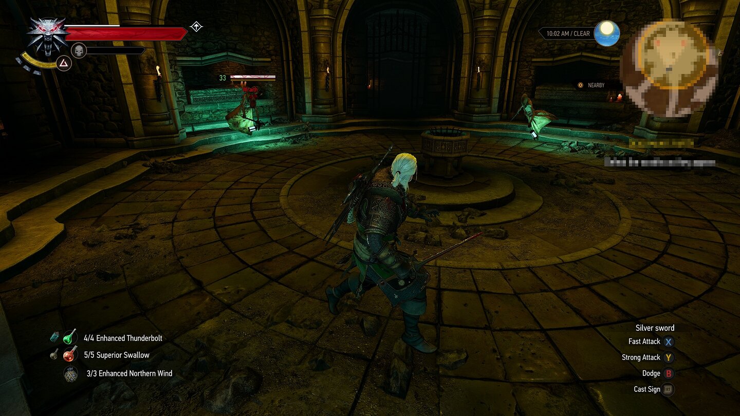 The Witcher 3: Hearts of StoneAbseits der eindrucksvollen Bosskämpfe bietet Hearts of Stone nur wenige neue Monster, wir kämpfen häufiger gegen Klassiker wie die Erscheinungen.