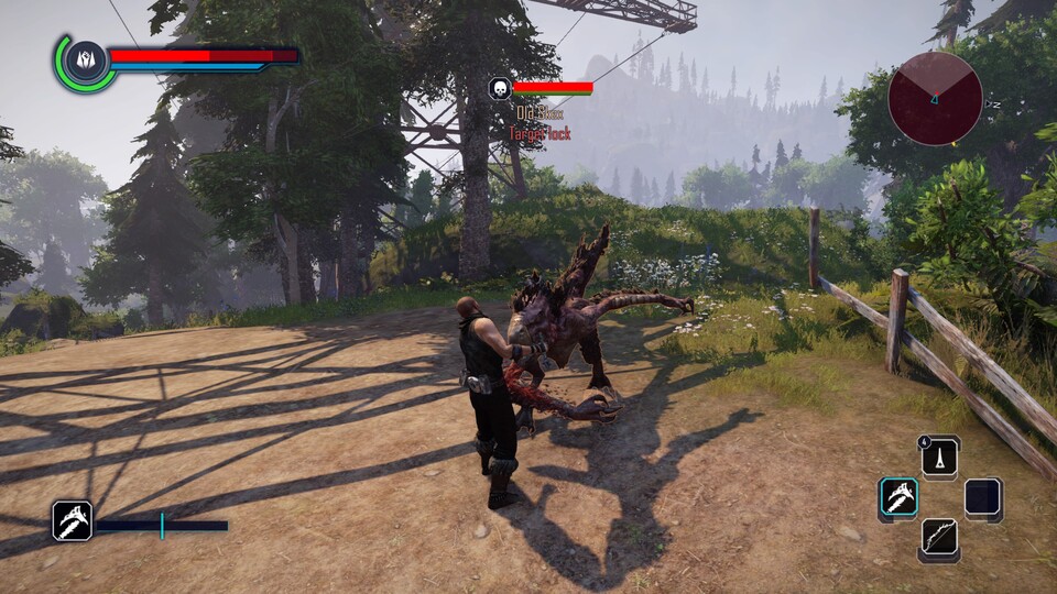 Elex ist gnadenlos: Wer in der Wildnis auf für den Helden zu starke Monster wie diesen alten Skex stößt, wird niedergemetzelt.