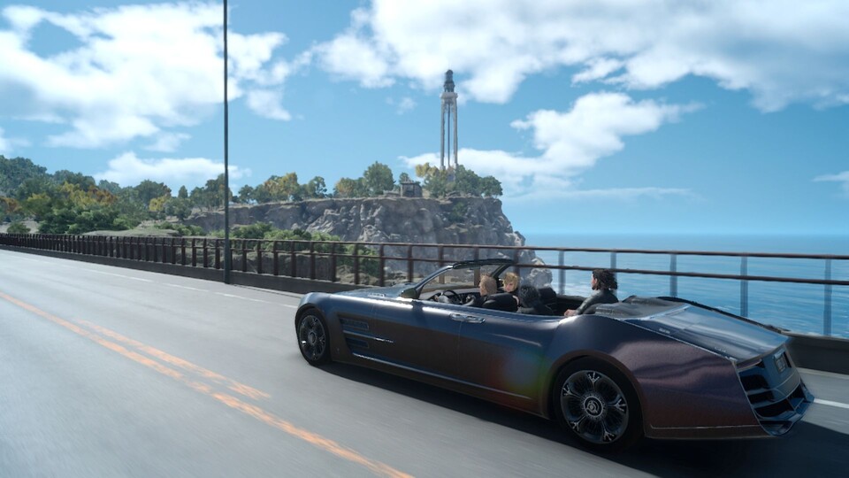 Gemeinsam auf Achse: Prinz Noctis und seine Kumpels Prompto, Ignis und Gladio.