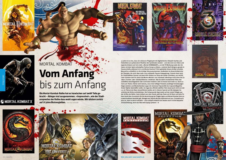 In der Titelstory lest ihr nicht nur den Test zu Mortal Kombat 1, sondern auch eine große History zur blutigen Prügelei.
