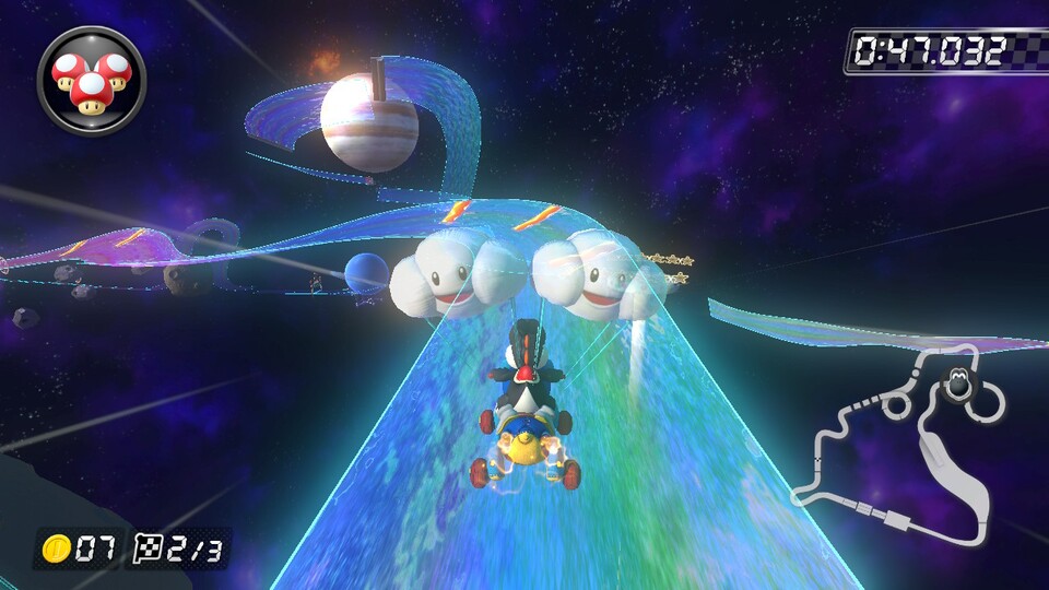 In Mario Kart 7 bietet der Regenbogen-Boulevard schon viel Abwechslung, aber es gibt da noch eine bessere Strecke.